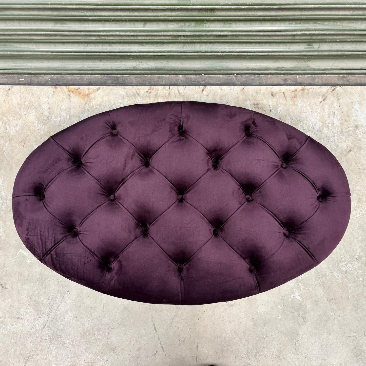 Charles Oval Footstool in Plush Plum Velvet - Clearance