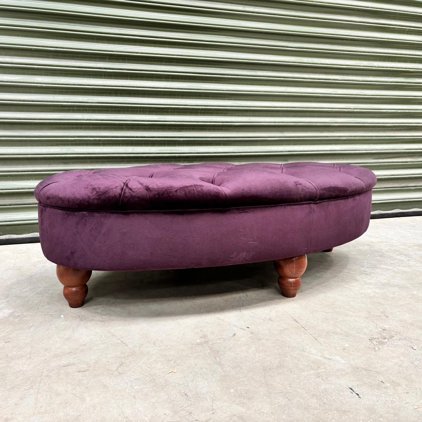 Charles Oval Footstool in Plush Plum Velvet - Clearance