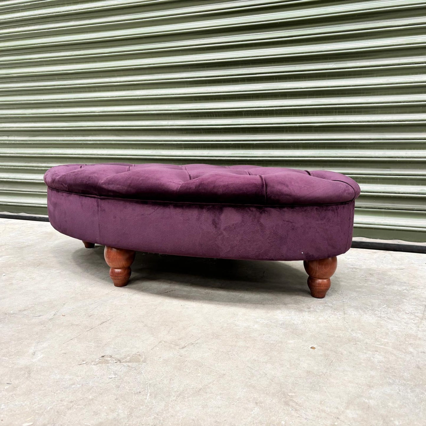 Charles Oval Footstool in Plush Plum Velvet - Clearance