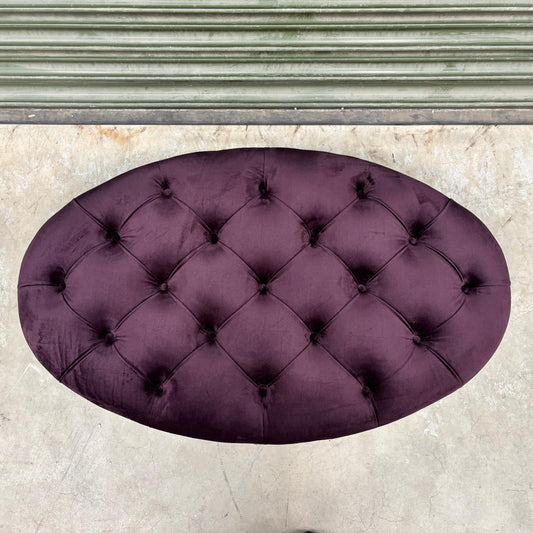 Charles Oval Footstool in Plush Plum Velvet - Clearance