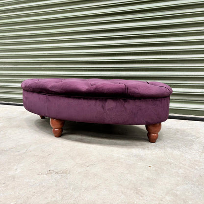 Charles Oval Footstool in Plush Plum Velvet - Clearance