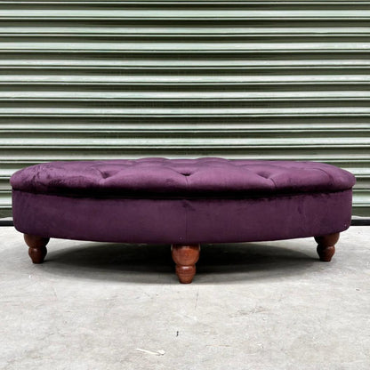 Charles Oval Footstool in Plush Plum Velvet - Clearance