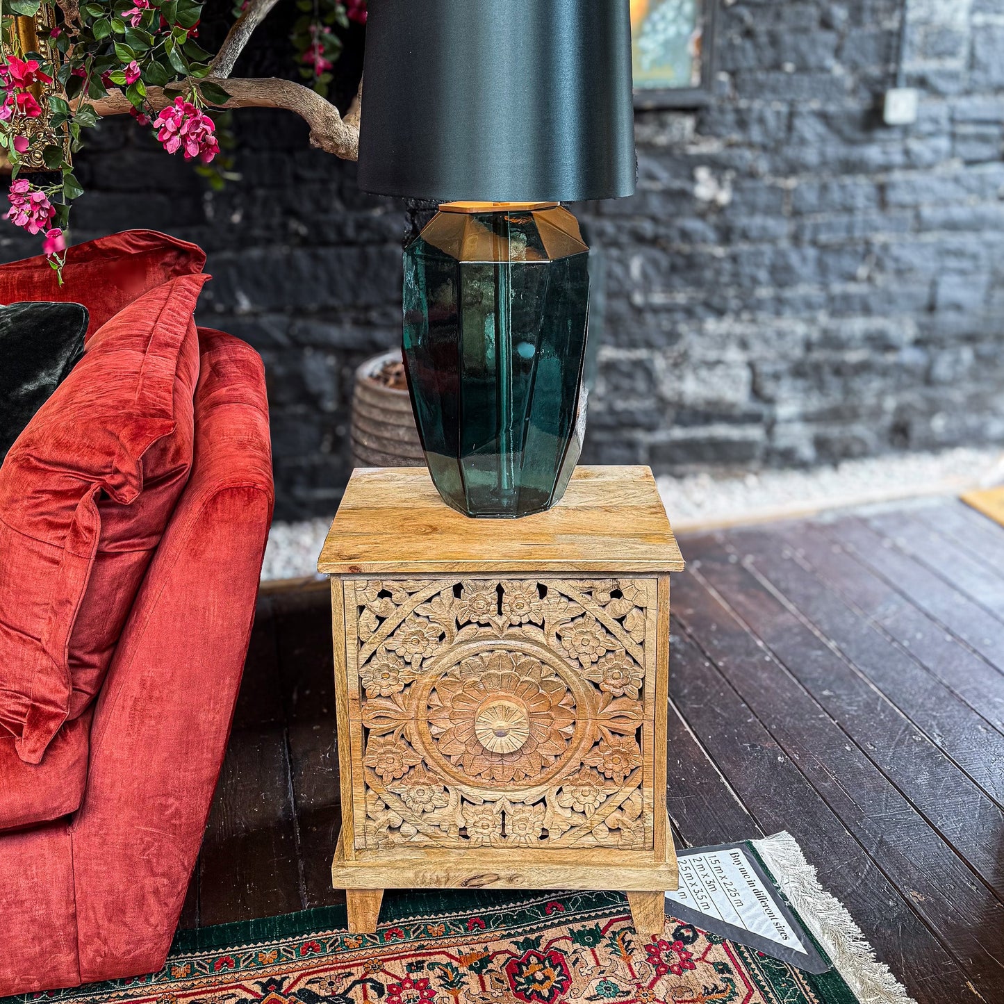Carved Bedside Cabinet - Clearance
